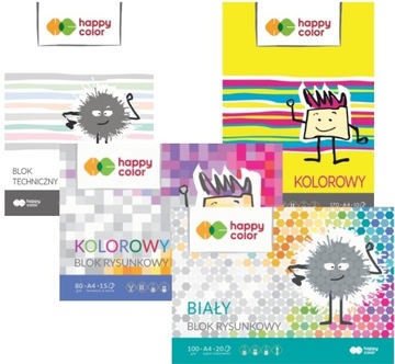 4 x Blok A4 techniczny rysunkowy biały i kolorowy