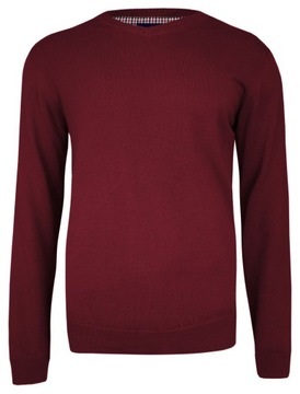Ciemny Czerwony Sweter w serek Adriano Guinari XXL