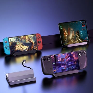 Адаптер HUB для Steam Deck USB-C USB-A HDMI RJ45 PD серый