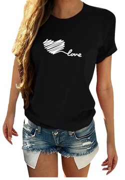 T-SHIRT KOSZULKA DAMSKA Z NADRUKIEM SERCE M