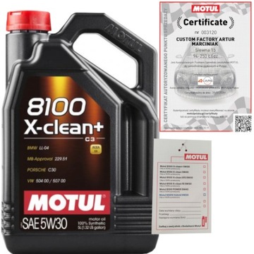 MOTUL 8100 X-CLEAN+ 5W30 C3 5L BMW LL-04 VW 504 00/ 507 00 + ZAWIESZKA
