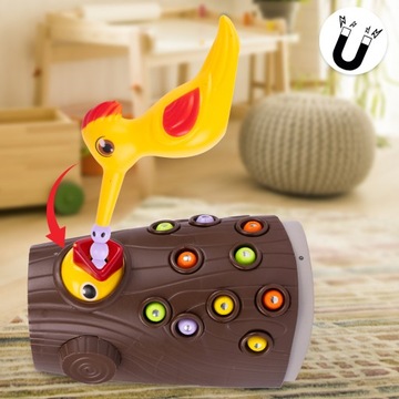 GRA MAGNETYCZNA ZRĘCZNOŚCIOWA NAKARM DZIĘCIOŁA ZŁAP ROBACZKA MONTESSORI