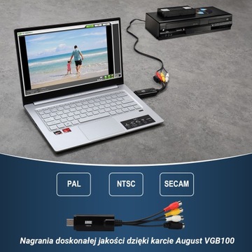 Август VGB100 Video Grabber USB-карта захвата копирует VHS на ПК
