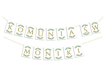 Baner Komunijny Girlanda Komunia Dekoracja Imię