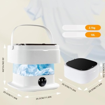 ПОРТАТИВНАЯ МИНИ-СКЛАДНАЯ ДВИГАТЕЛЬНАЯ СТИРАЛЬНАЯ МАШИНА С ЗАЩИТОЙ СИНЕГО СВЕТА 10л