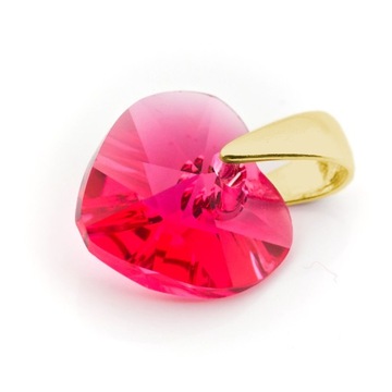 Wisiorek srebrny 925 pozłacany z kr. Swarovski Serce 10mm Padparadscha