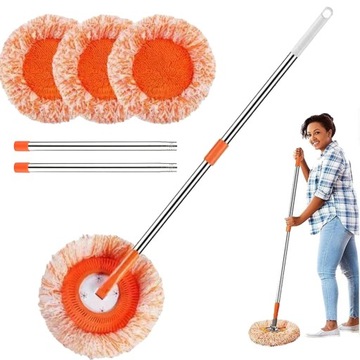 плоская швабра с телескопической ручкой, микрофибра, чехол на окно 180°