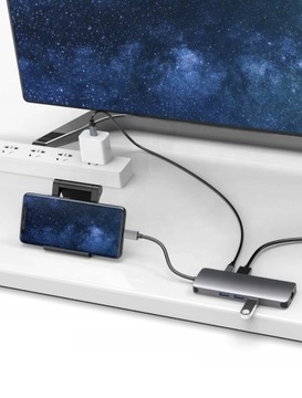 АДАПТЕР-ХАБ 9 В 1 USB HDMI 4K RJ45 SD/TF PD для ноутбука USB-C / Thunderbolt 3