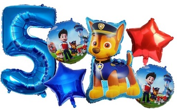 ZESTAW 6 BALONÓW BALON FOLIOWY cyfra 5 PIĘĆ PIĄTE URODZINY CHESE PSI PATROL