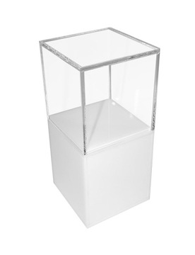 Kubik, gablota, podest z plexi białej 35x35x70 cm
