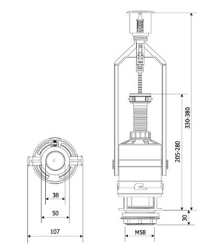 СЛИВНО-СЛИВНЫЙ КЛАПАН ДЛЯ УНИТАЗА СТАРТ СТОП УНИВЕРСАЛЬНЫЙ