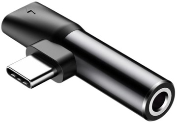 Adapter Baseus L41 USB-C - Mini Jack 3.5mm + USB-C Czarny Aluminiowy