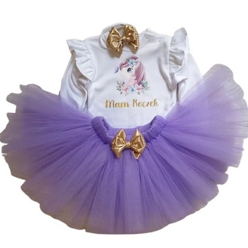 Komplet ubranko na ROCZEK dla dziewczynki 86 ROK UNICORN pierwsze urodziny