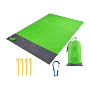 Koc Piknikowy Koc Plażowy Trwała składana Mata Plażowa Zielony 200cmx210cm