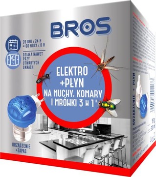 BROS elektro + płyn na komary muchy mrówki 3w1