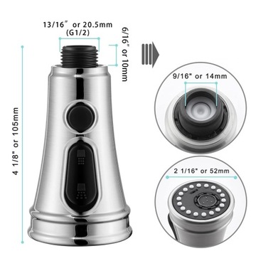 ВЫСОКОКАЧЕСТВЕННЫЙ КУХОННЫЙ КРАН С 3 РЕЖИМАМИ ВЫДВИЖНОГО ТИПА С КНОПКОЙ ВОДЫ