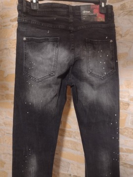(36/S) Zara/Czarne Dżinsy z dziurami,spodnie,rurki