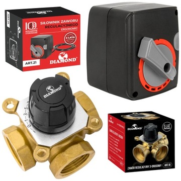 Zawór Mieszający 3 DROGOWY 3/4'' + Siłownik 230V