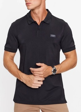 Koszulka polo GUESS czarna Slim Fit Tech Stretch - L