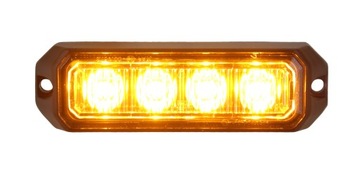 LEDOWA LAMPA OSTRZEGAWCZA STROBOSKOP 4 LED 12-24V POMARAŃCZOWA DO LAWET