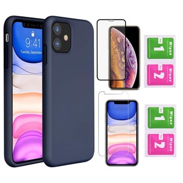 Etui do iPhone 11 | CANDY CASE | Silikonowe Matowe Niebieskie + 2 x Szkło