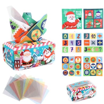 SORTER SENSORYCZNE PUDEŁKO Z CHUSTECZKAMI PLUSZOWE MONTESSORI ŚWIĄTECZNE