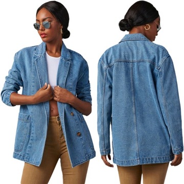 ELEGANCKI MODNY JEANS ŻAKIET MARYNARKA BLEZER ROZ.S/XL