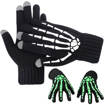 FLUORESCENCYJNE RĘKAWICZKI DO SMARTFONA DOTYKOWE ODBLASKOWE KOŚCIOTRUP