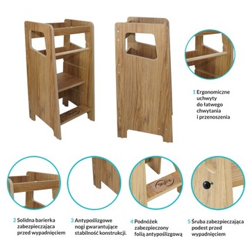 Кухонный помощник Деревянный детский кухонный помощник Solid Strong Polish