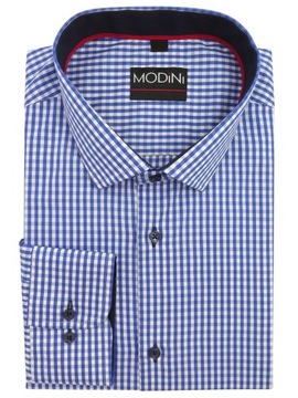 Koszula w niebiesko-białą kratkę MODINI Y16 176-182 / 42-Regular
