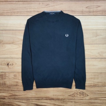 FRED PERRY Sweter Męski Granatowy Logowany r. L