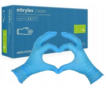 Rękawice rękawiczki nitrylowe bezpudrowe rozmiar S 100sztuk Mercator