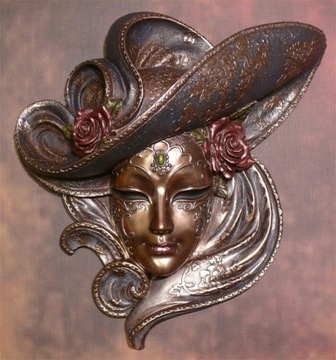 Кулон ВЕНЕЦИОНСКАЯ МАСКА РОЗОВАЯ ШЛЯПА В ПОДАРОК