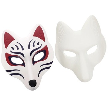 Маска лисы-подростка, белая, пустая, 2 шт.