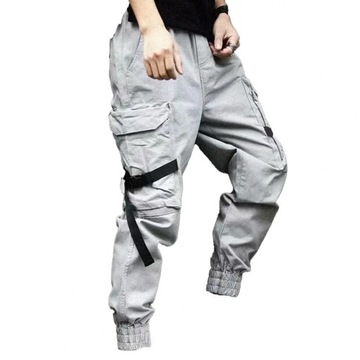 Men Cargo Pants Multi Pockets Hip Hop Drawstring J