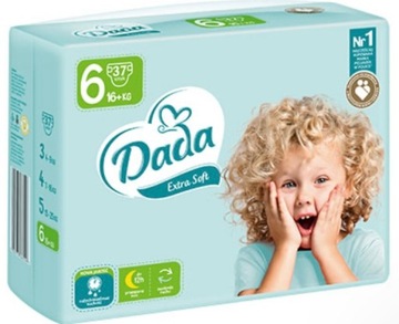 PIELUSZKI DADA EXTRA SOFT ROZMIAR 6 XL PAMPERSY 16+kg 37 sztuk