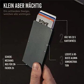 Чехол для карт с блокировкой RFID POWR, стильный тонкий чехол