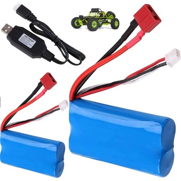 ZESTAW 2 AKUMULATORÓW LITOWO-JONOWYCH 7.4 V 2000MAH, AKUMULATOR ŁADOWANIA
