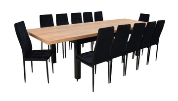 Stół DĄB CRAFT 100x200/300cm + 12 krzeseł Welur