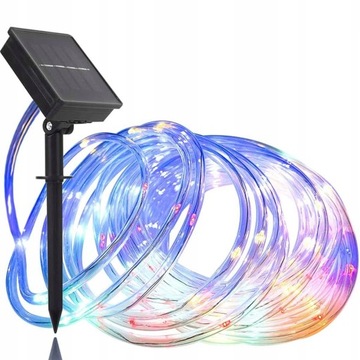 LAMPKI DRUCIKI WĄŻ RURKA 100LED 12M SOLARNE MULTI.