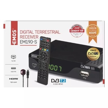 DVB-T2 H.265 HEVC EMOS J6014 EM190-S декодер-тюнер + КАБЕЛЬ HDMI 1,2 м