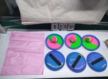 CATCH BALL VELCRO GAME THROW CATCH 6x ПОДДОНОВ + 3x ШАРА
