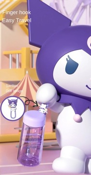 Бутылка для воды Sanrio Kawaii Kuromi Cinnamoroll, 350 мл, прозрачная соломенная трита