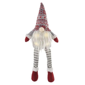 Siedzący skrzat elf krasnal LED czerwony 3x AA ciepła biel DCFW03