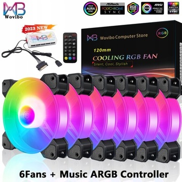 Obudowa komputera Wentylator 120mm RGB 6PIN Kolorowa lampa