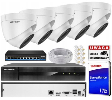 Zestaw monitoringu 5x IPCAM-T4 4Mpx IR30 Hikvision