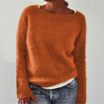 Sweter damskie z okrągłym dekoltem jesienno-zimoS