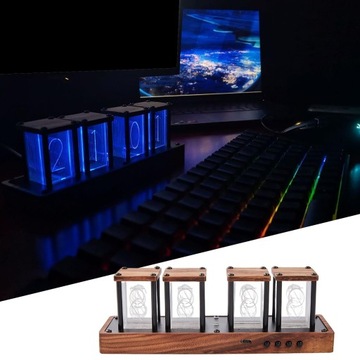 Nixie Tubes Часы Светодиодный Стол Четыре лампы готовы