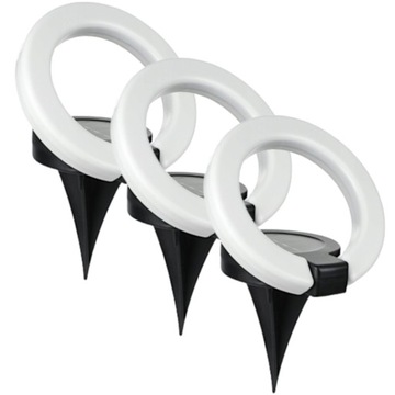 3x Lampka Solarna LED RING Wbijana Gruntowa Regulowana Czujnik Zmierzchu