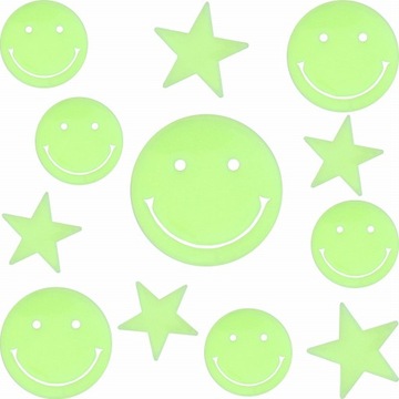 Naklejki ścienne fluorescencyjne na ścianę, sufit, świecące Gwiazdy, Buzie